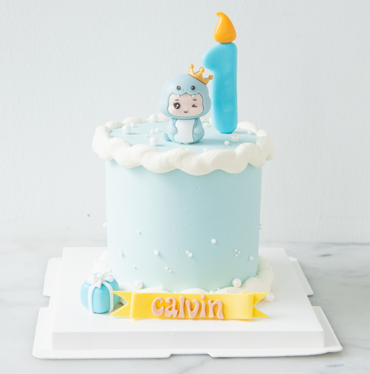 Customized Cake - Blue Baby Snake First Birthday Cake