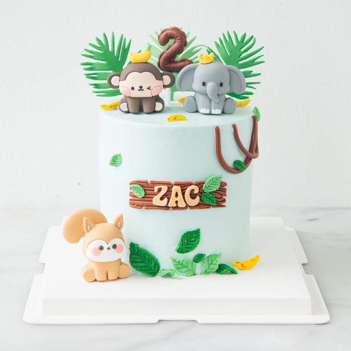 Customized Cake - Safari Jungle Animal Birthday Cake