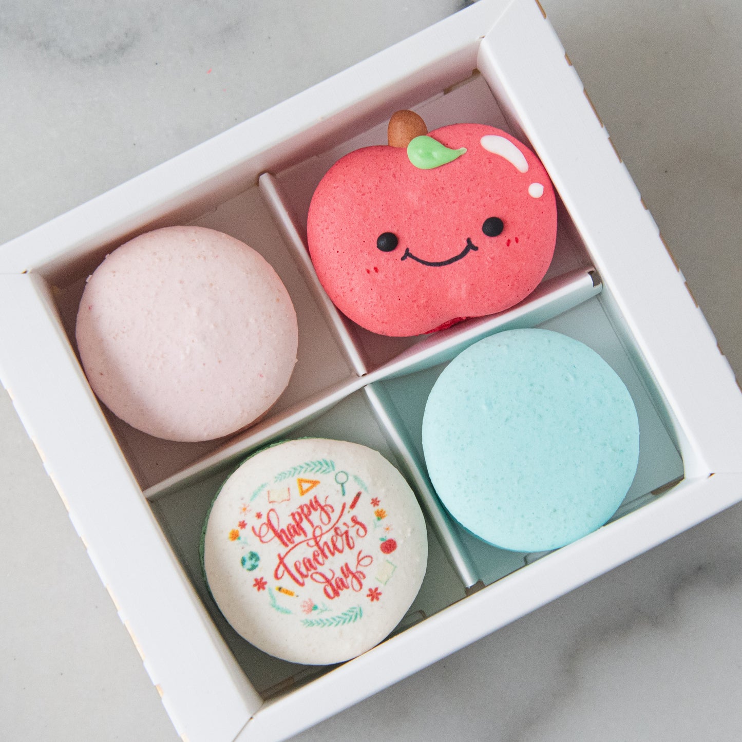 Happy Teacher's Day | 4in1 Smiley Apple Macaron | $13.80 Nett