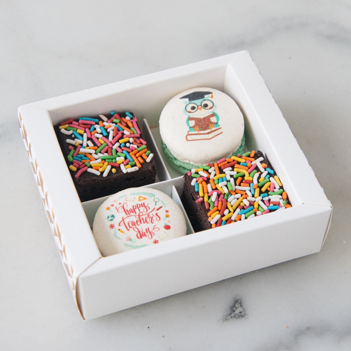 Happy Teacher's Day | Bundle x 10 set Educator's Special Macaron Brownie Set  | Price $98