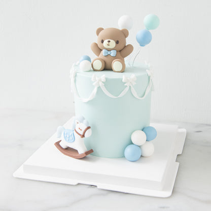 Customized Cake - Blue Teddy Balloon Celebration Cake