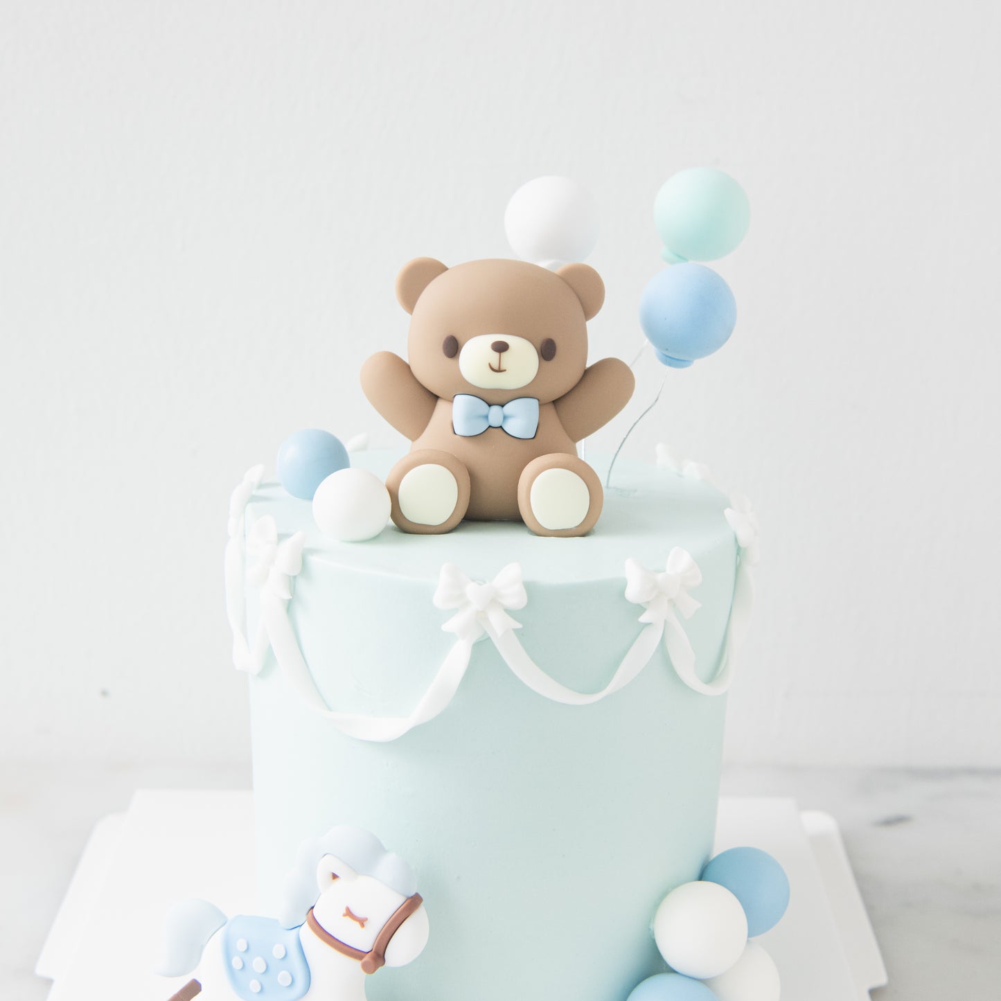 Customized Cake - Blue Teddy Balloon Celebration Cake