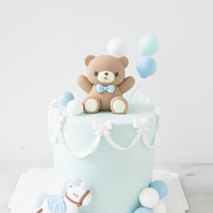Customized Cake - Blue Teddy Balloon Celebration Cake