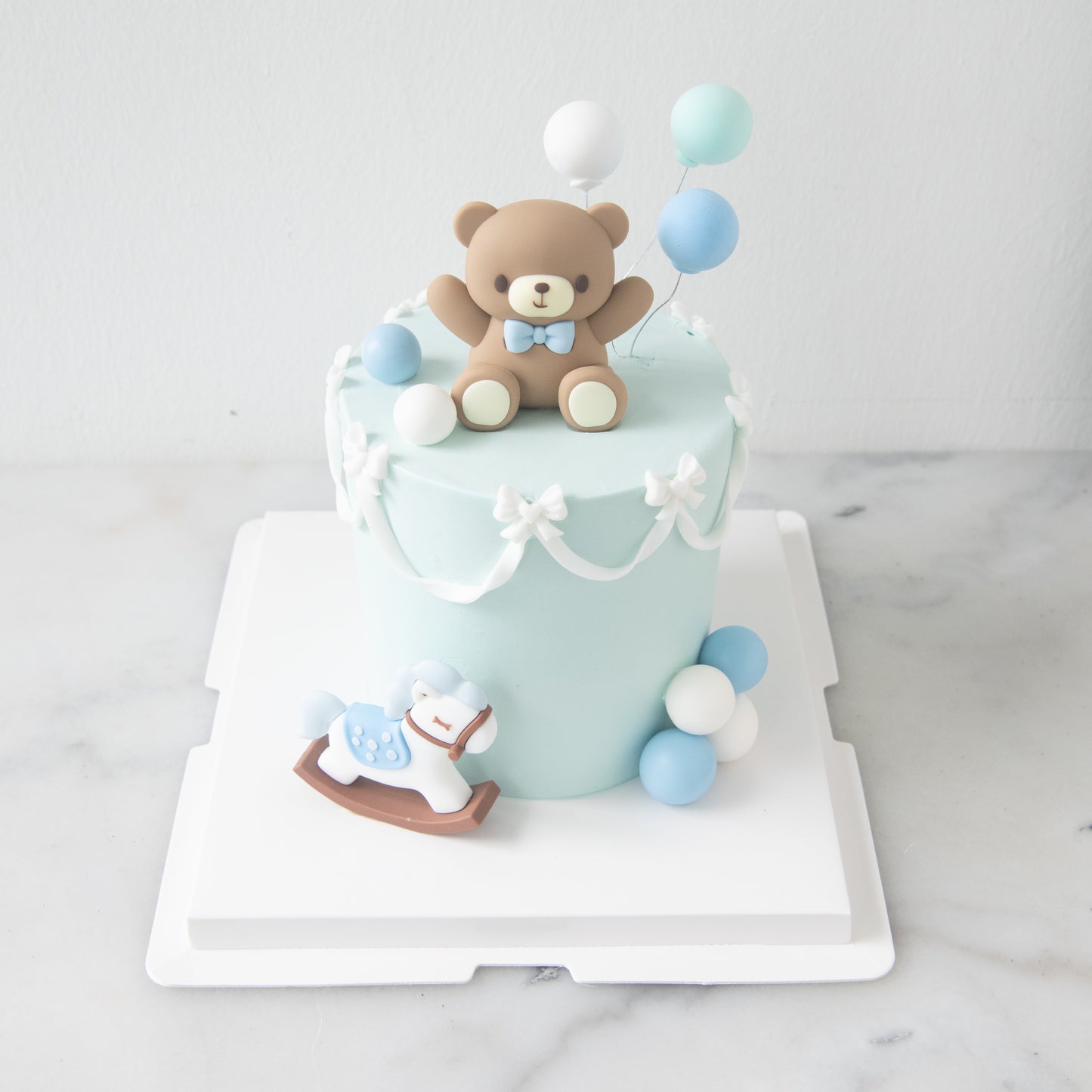 Customized Cake - Blue Teddy Balloon Celebration Cake