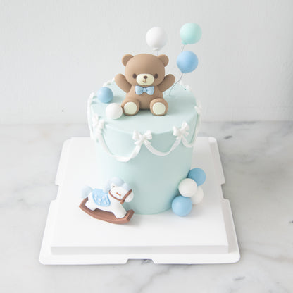 Customized Cake - Blue Teddy Balloon Celebration Cake