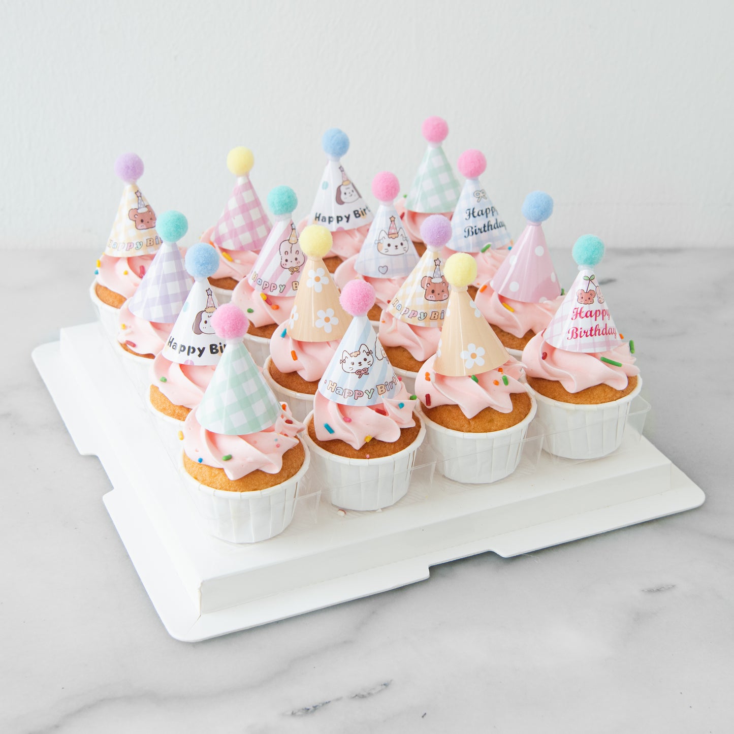 Party Hat Pink Mini Cupcakes 16 pcs Set | NOW FOR $58.80 ONLY (U.P $68.80)