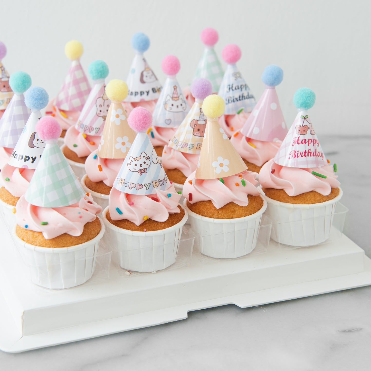 Party Hat Pink Mini Cupcakes 16 pcs Set | NOW FOR $58.80 ONLY (U.P $68.80)