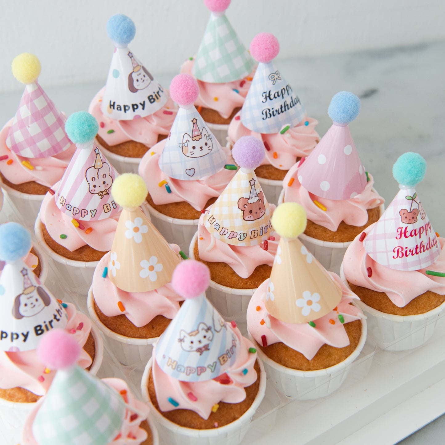 Party Hat Pink Mini Cupcakes 16 pcs Set | NOW FOR $58.80 ONLY (U.P $68.80)