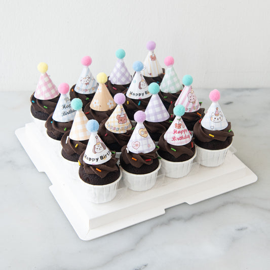 Party Hat Chocolate Mini Cupcakes 16 pcs Set | NOW FOR $58.80 ONLY (U.P $68.80)