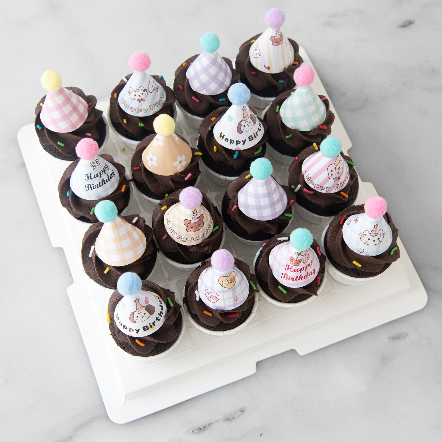 Party Hat Chocolate Mini Cupcakes 16 pcs Set | NOW FOR $58.80 ONLY (U.P $68.80)
