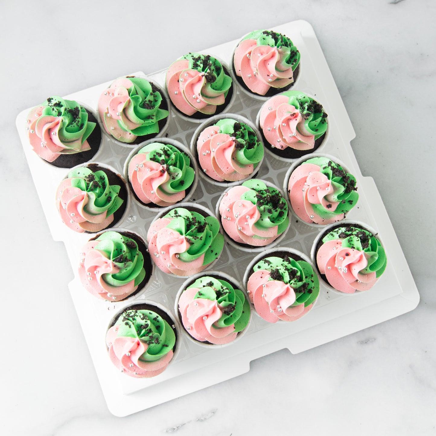 *New*Pink & Green Swirl Mini Cupcakes 16 pcs Set | ($51.80 Nett)