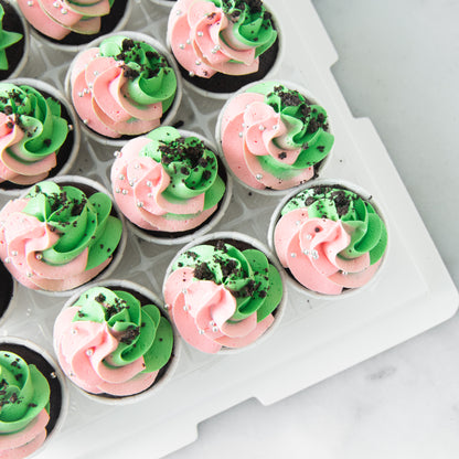 *New*Pink & Green Swirl Mini Cupcakes 16 pcs Set | ($51.80 Nett)