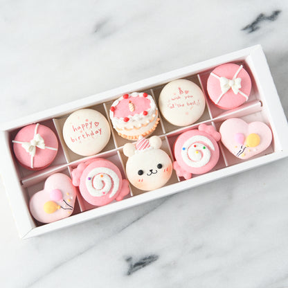 10pcs Birthday Girl Macarons in a Gift Box | Complimentary Ribbon and Personalised Message | $45.80 nett only