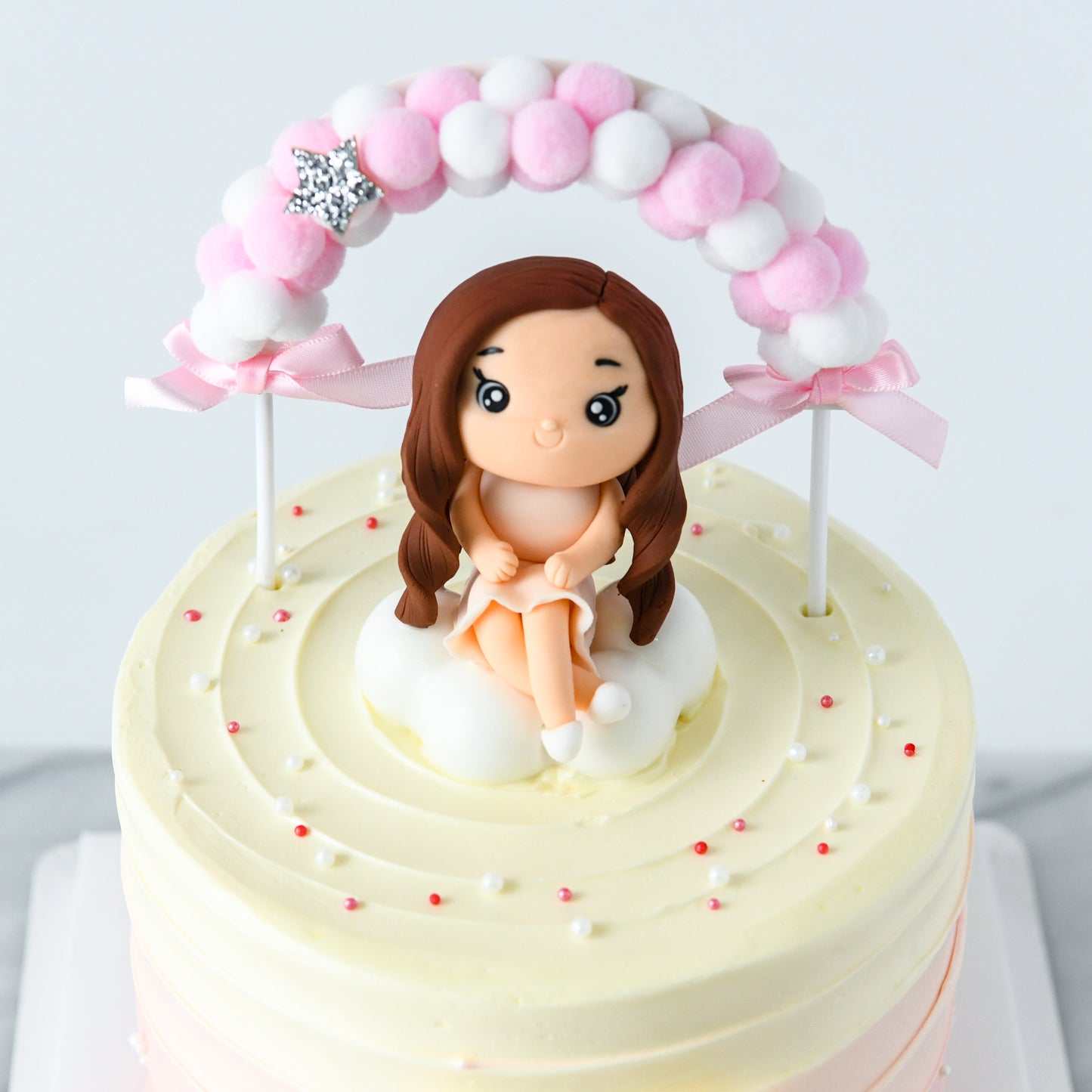 Customized Cake - Cute Little Girl with balloon Cake