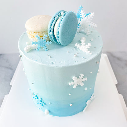 Customized Cake - Snowflakes Cake with Macaron