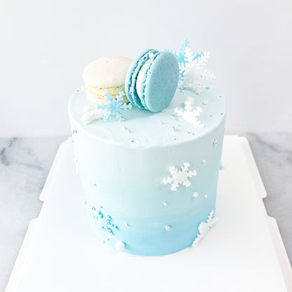 Customized Cake - Snowflakes Cake with Macaron