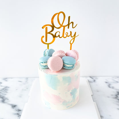 Customized Cake - Gender Reveal Marbled Cake W Macaron