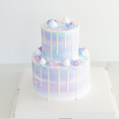 2-Tiers Unicorn Cake + FREE 5pcs Meringue (Customised Pre order 3 days in advance)
