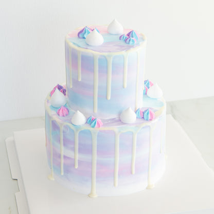 2-Tiers Unicorn Cake + FREE 5pcs Meringue (Customised Pre order 3 days in advance)