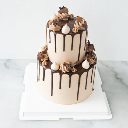 2-Tiers Chocolate Truffles Cake with 9pcs Macaron (Customised Pre order 3 days in advance)