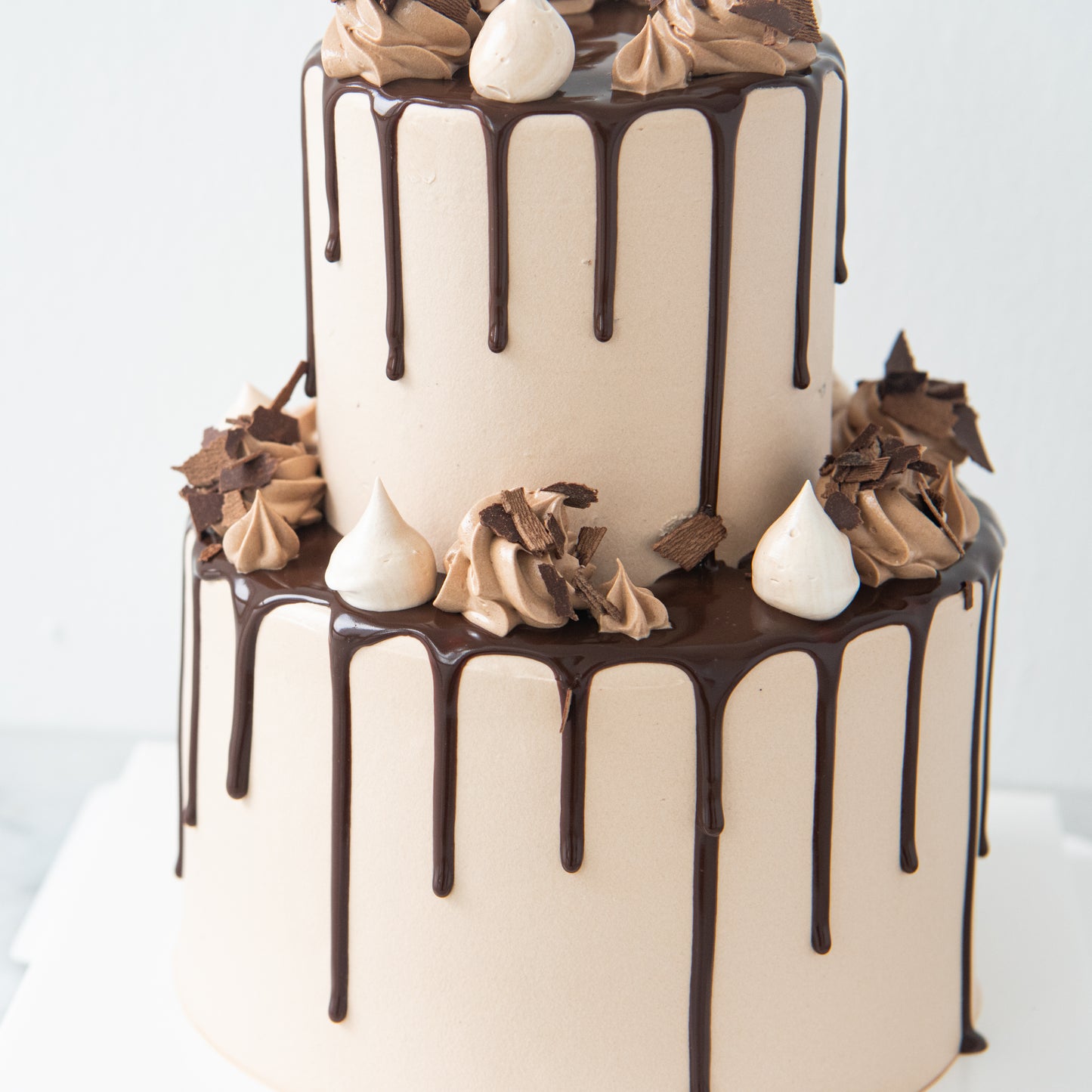 2-Tiers Chocolate Truffles Cake with 9pcs Macaron (Customised Pre order 3 days in advance)
