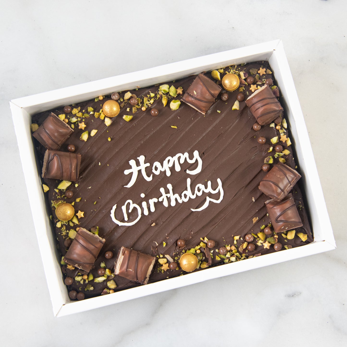 Happy Birthday Floral Brownie In Gift Box | $58.80 Nett