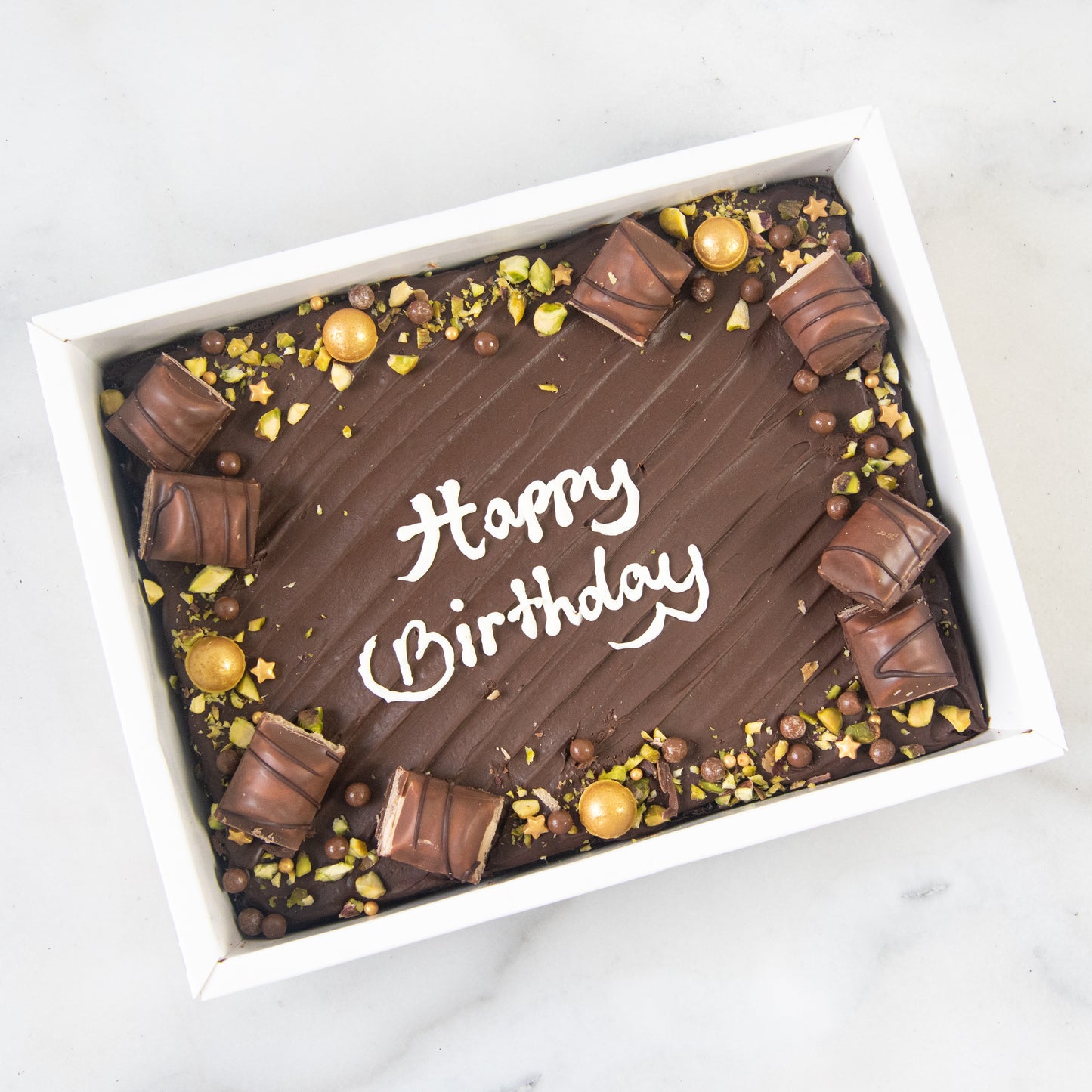 Happy Birthday Floral Brownie In Gift Box | $58.80 Nett