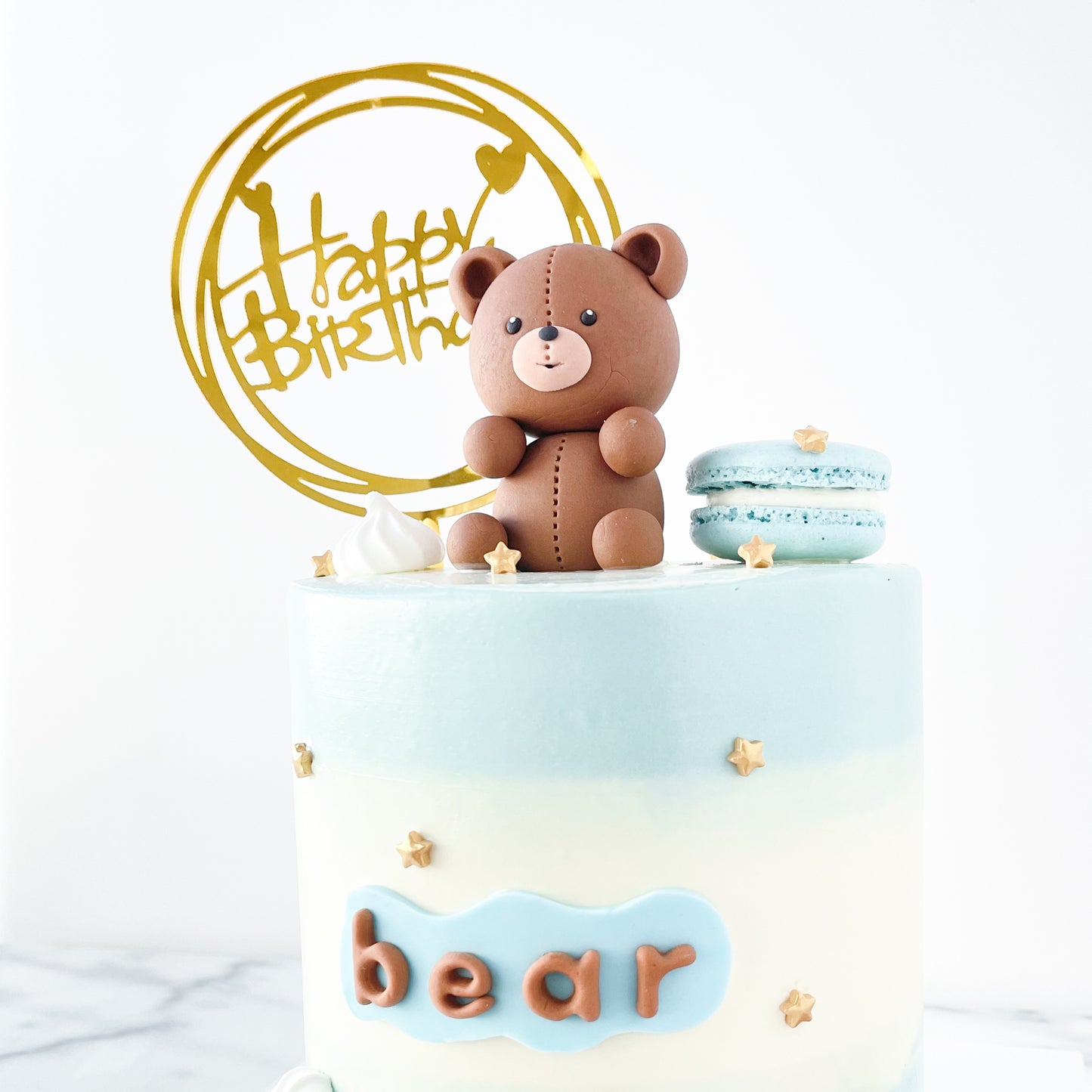 Customized Cake -Teddy Bear cake with macaron