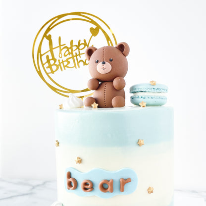 Customized Cake -Teddy Bear cake with macaron