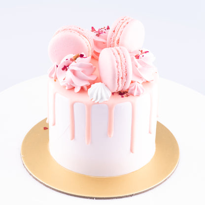 Lychee Rose Cake Petite   | Including 3 pcs Macarons | (U.P $60.00)