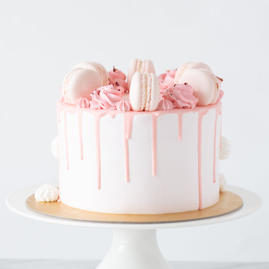 Lychee Rose Cake Upsize (Including  6 pcs macarons)| U.P $80.00