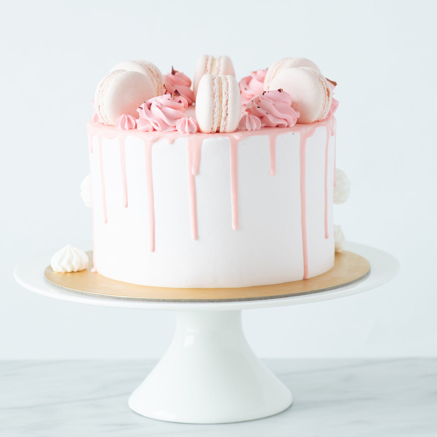 Lychee Rose Cake Upsize (Including  6 pcs macarons)| U.P $80.00