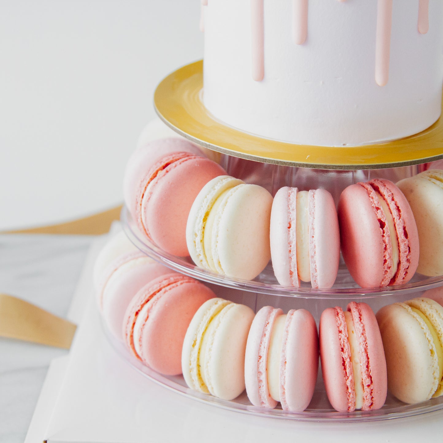 🔥8.8 SALE🔥| Macaron Cake Tower - Lychee Rose Petite Cake with 40 pcs macarons | NOW FOR ONLY $120.00 (U.P $158.00)