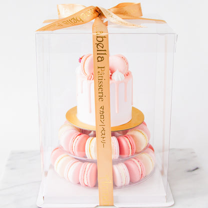 🔥8.8 SALE🔥| Macaron Cake Tower - Lychee Rose Petite Cake with 40 pcs macarons | NOW FOR ONLY $120.00 (U.P $158.00)