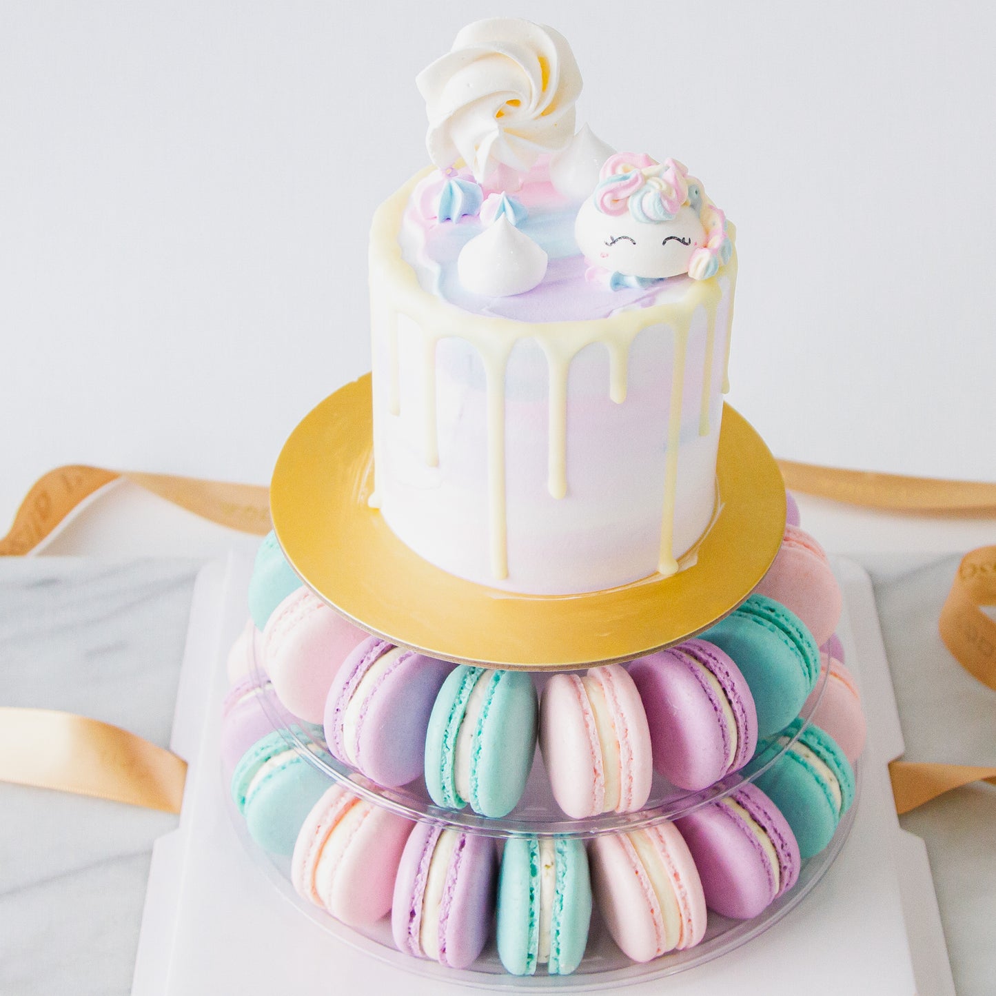 Macaron Cake Tower - Unicorn Cake with 40 pcs macarons - $128 Nett