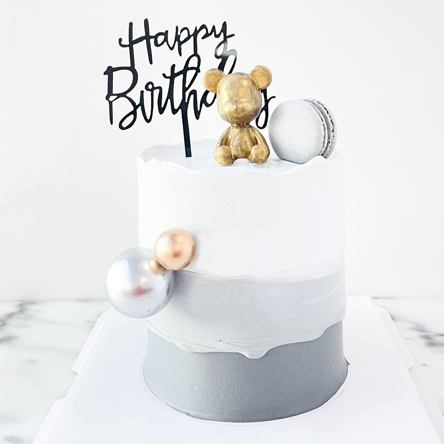 Customized Cake - Gold Bearbrick Cake with macaron
